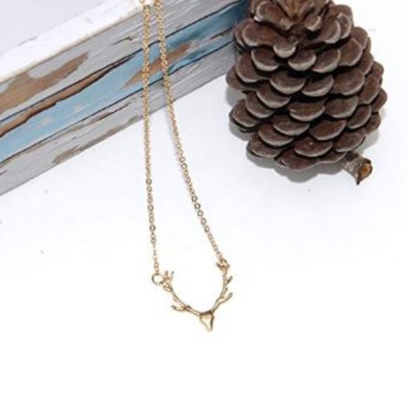 Elk Deer Antlers Necklace (Gold) - Picture 6 of 7